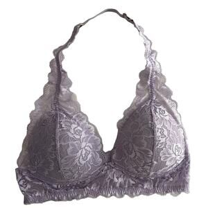 Savage x‎ Fenty Purple Lace Halter Unlined Bralette Size Large